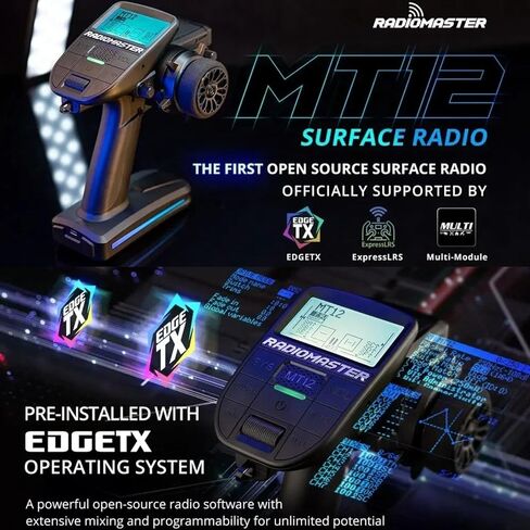 RADIOMASTER MT12 EDGETX OPEN-SOURCE RADIO Controller | 2.4g 4in1 متعددة البروتوكول | لسيارات RC ، القوارب والمركبات السطحية | نسخة ترقية in Kuwait