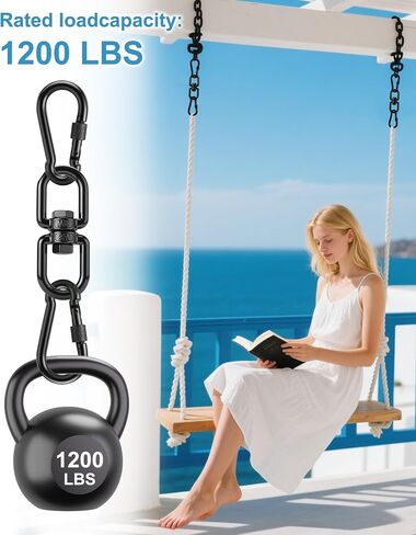 Swing Divel ، خاتم دوار الصلب الثقيل 304-STAINELL ، خطاف العين المزدوج مع السنانير المفاجئة ، شماعات الدوران الأرجوحة التناوب لشجرة الويب (أسود ، M8 × 1PACK) in Saudi Arabia