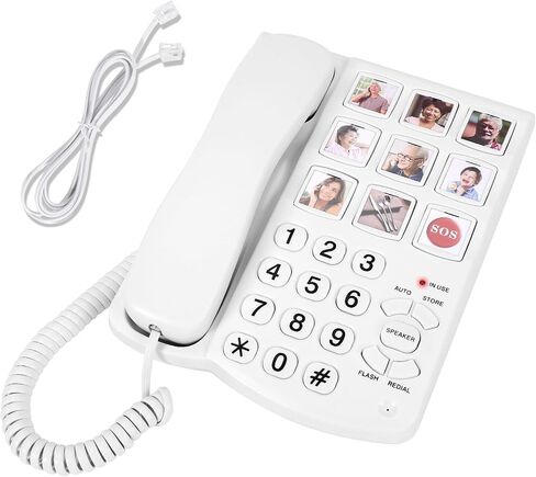 هاتف Big Button لكبار السن ، 9 أزرار صور كبيرة واتصل بنقرة واحدة ، الجرس الصاخب ، من السهل البرمجة ، الهواتف الأرضية لكبار السن ، للأشخاص الذين يعانون من إعاقات بصرية وسمع وذاكرة in Kuwait