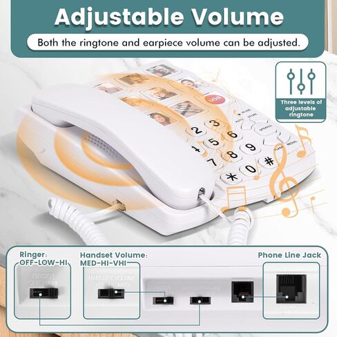 هاتف Big Button لكبار السن ، 9 أزرار صور كبيرة واتصل بنقرة واحدة ، الجرس الصاخب ، من السهل البرمجة ، الهواتف الأرضية لكبار السن ، للأشخاص الذين يعانون من إعاقات بصرية وسمع وذاكرة in Kuwait