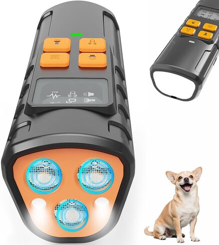 Dog Bark Deterrent - 2025 Triple Anti Bark Device Ultrasonic Strobe light Hybrid with 2 Modes, 6 IN 1 Humane Trainer, LCD Display, 50ft Range for Indoor Outdoor, Instantly Stop Neighbor's Dog Barking in Saudi Arabia