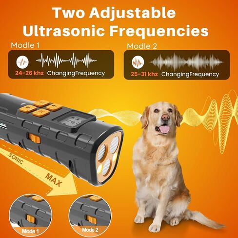 Dog Bark Deterrent - 2025 Triple Anti Bark Device Ultrasonic Strobe light Hybrid with 2 Modes, 6 IN 1 Humane Trainer, LCD Display, 50ft Range for Indoor Outdoor, Instantly Stop Neighbor's Dog Barking in Saudi Arabia