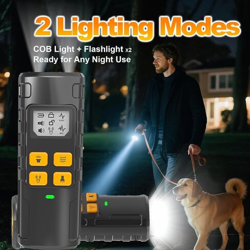 Dog Bark Deterrent - 2025 Triple Anti Bark Device Ultrasonic Strobe light Hybrid with 2 Modes, 6 IN 1 Humane Trainer, LCD Display, 50ft Range for Indoor Outdoor, Instantly Stop Neighbor's Dog Barking in Saudi Arabia