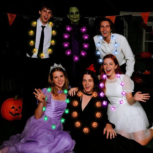 6Pcs Halloween Light Up Necklace, Halloween Toys Glow in the Dark 6 Various Shaped Necklaces for Halloween Party Favor and Supplies, Party Costume Accessory Supplies, Bulk Halloween Goodie Bag Filler in Saudi Arabia