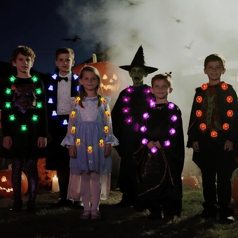 6Pcs Halloween Light Up Necklace, Halloween Toys Glow in the Dark 6 Various Shaped Necklaces for Halloween Party Favor and Supplies, Party Costume Accessory Supplies, Bulk Halloween Goodie Bag Filler in Saudi Arabia