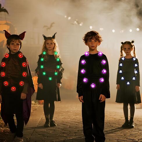 6Pcs Halloween Light Up Necklace, Halloween Toys Glow in the Dark 6 Various Shaped Necklaces for Halloween Party Favor and Supplies, Party Costume Accessory Supplies, Bulk Halloween Goodie Bag Filler in Saudi Arabia