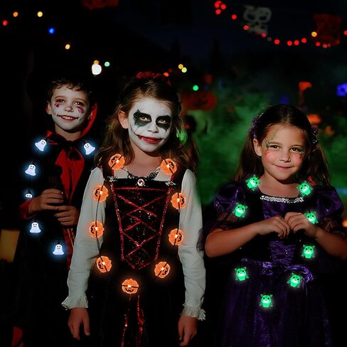 6Pcs Halloween Light Up Necklace, Halloween Toys Glow in the Dark 6 Various Shaped Necklaces for Halloween Party Favor and Supplies, Party Costume Accessory Supplies, Bulk Halloween Goodie Bag Filler in Saudi Arabia