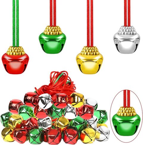 Jingle Bell Necklaces, Multicolor Bell Christmas Decor, Hanging Holiday Bell Set Jingle Bell Necklace Bulk in Saudi Arabia