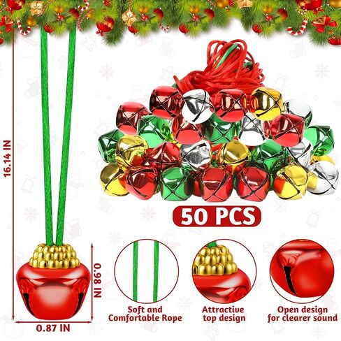Jingle Bell Necklaces, Multicolor Bell Christmas Decor, Hanging Holiday Bell Set Jingle Bell Necklace Bulk in Saudi Arabia