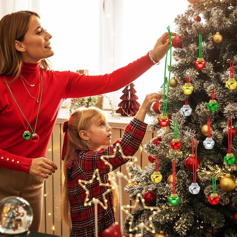 Jingle Bell Necklaces, Multicolor Bell Christmas Decor, Hanging Holiday Bell Set Jingle Bell Necklace Bulk in Saudi Arabia