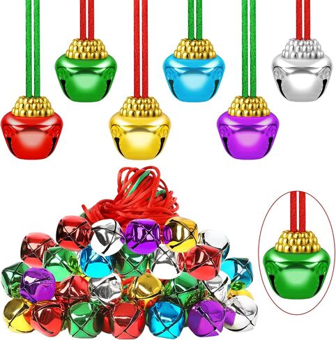Jingle Bell Necklaces, Multicolor Bell Christmas Decor, Hanging Holiday Bell Set Jingle Bell Necklace Bulk in Saudi Arabia