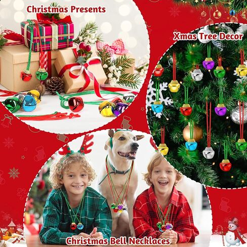Jingle Bell Necklaces, Multicolor Bell Christmas Decor, Hanging Holiday Bell Set Jingle Bell Necklace Bulk in Saudi Arabia