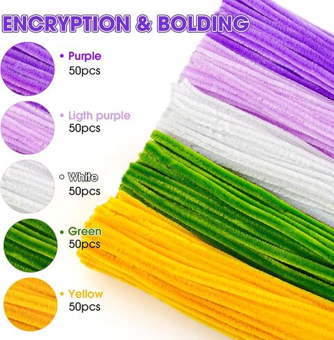 Pipe Cleaners Craft Daisy Flower Making Kit 250 Thick Fluffy Chenille Stems Pipecleaners Complete Set with Tutorial DIY Flower Bouquet Craft Supplies for Adults, Pink Purple in Saudi Arabia