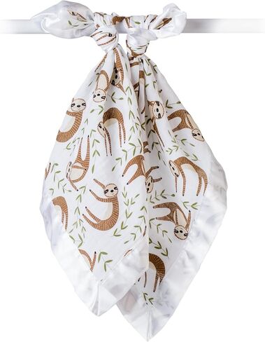 Lulujo Security Lovey Blankets Unisex Softest Breathable Cotton Muslin Security Blanket Set with Silky Satin Trim| Neutral Comforting Blanket for Girls & Boys| 16in x 16in| Daisies in Kuwait