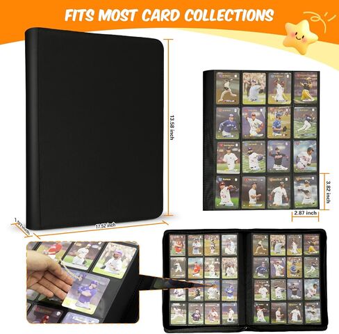 Premium Card Binder 16 Pocket, 1000+ Cards PU Cover Trading Card Binder Side Loading Card Collection Album Holder Folders for MTG, TCG, Game Cards & Sports Cards, Kpop (black) in Kuwait