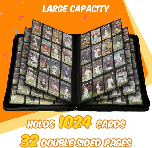 Premium Card Binder 16 Pocket, 1000+ Cards PU Cover Trading Card Binder Side Loading Card Collection Album Holder Folders for MTG, TCG, Game Cards & Sports Cards, Kpop (black) in Kuwait