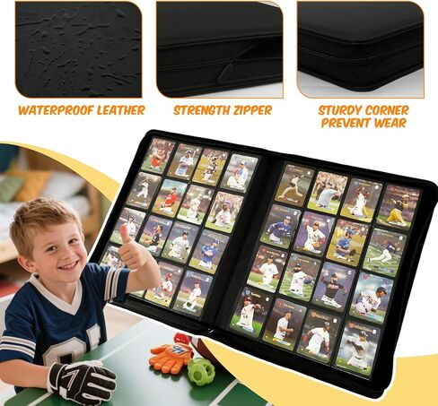 Premium Card Binder 16 Pocket, 1000+ Cards PU Cover Trading Card Binder Side Loading Card Collection Album Holder Folders for MTG, TCG, Game Cards & Sports Cards, Kpop (black) in Kuwait