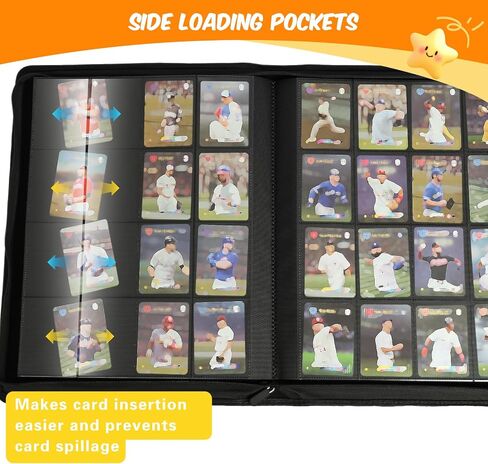 Premium Card Binder 16 Pocket, 1000+ Cards PU Cover Trading Card Binder Side Loading Card Collection Album Holder Folders for MTG, TCG, Game Cards & Sports Cards, Kpop (black) in Kuwait