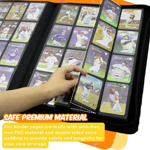 Premium Card Binder 16 Pocket, 1000+ Cards PU Cover Trading Card Binder Side Loading Card Collection Album Holder Folders for MTG, TCG, Game Cards & Sports Cards, Kpop (black) in Kuwait