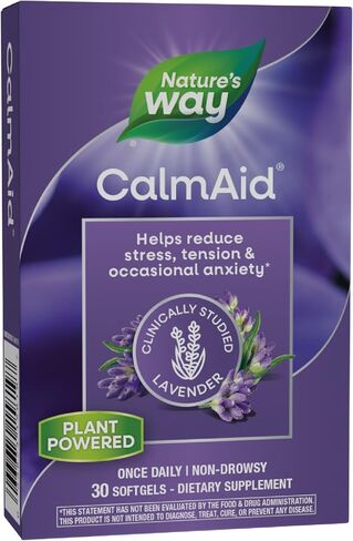 Nature's Way CalmAid، يساعد على إدارة التوتر والإجهاد، اللافندر المدروس سريريًا، لا يسبب النعاس، 90 كبسولة هلامية in Saudi Arabia