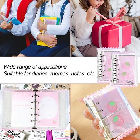 Kawaii M5 5 Rings Binder Notebook PVC Pink Strawberry Loor Leaf Binder Notebooks divillable Diolly Journal Cute Small Zipper Pocket Notebook دفتر دفتر يوميات للمدرسة اللوازم المكتبية المدرسية in Saudi Arabia
