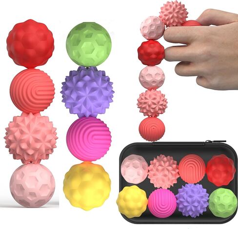 Large Magnetic Sensory Fidget Ball Toy, 8Pcs Silicone Sensory Stress Relief Toys for Adults, Teens with Autism, ADHD, Anxiety, Stocking Stuffers for Women Men Teen Gift (Purple, Large) in Kuwait