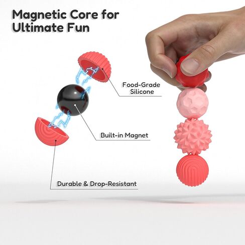 Large Magnetic Sensory Fidget Ball Toy, 8Pcs Silicone Sensory Stress Relief Toys for Adults, Teens with Autism, ADHD, Anxiety, Stocking Stuffers for Women Men Teen Gift (Purple, Large) in Kuwait