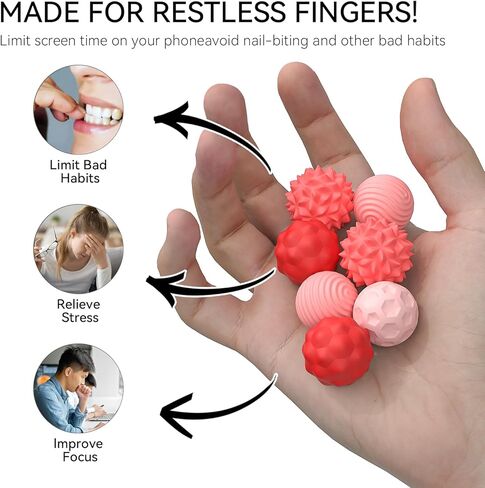 Large Magnetic Sensory Fidget Ball Toy, 8Pcs Silicone Sensory Stress Relief Toys for Adults, Teens with Autism, ADHD, Anxiety, Stocking Stuffers for Women Men Teen Gift (Purple, Large) in Kuwait