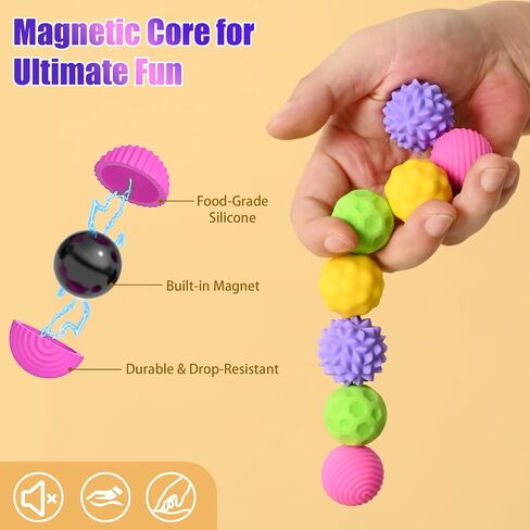 كرات مغناطيسية من السيليكون تملأ ألعابًا للبالغين والمراهقين ، 8pcs ألعاب تخفيف الإجهاد الحسية للقلق ADHD ADHD ، أدوات القوام الممتعة ، لعبة مكتب المكتب ، وتخزين المواد الغذائية للهدايا (اللون 1) in Kuwait