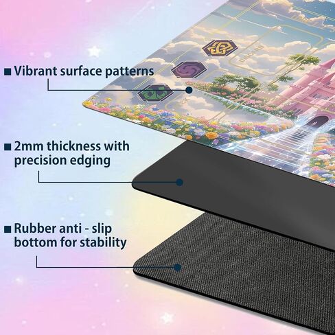 24x14 بوصة لـ Lokana Playmat TCG مع منطقة الألعاب - تشمل عداد حياة أكريليك 26 قطعة مع تأثير قوس قزح وحقيبة التخزين (القلعة) in Kuwait
