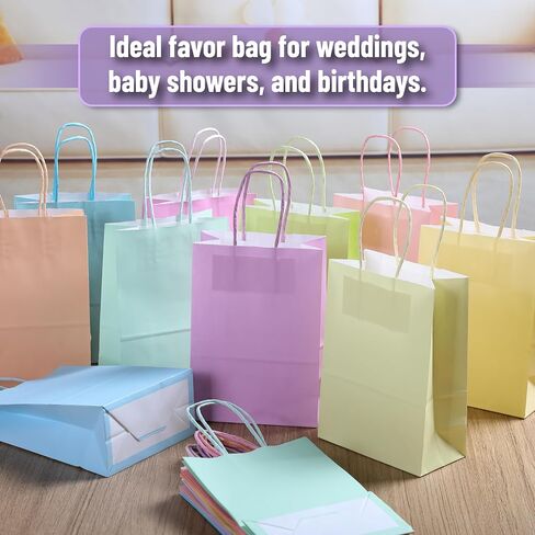 Mr. Pen- Paper Gift Bags with Handles, 32 Pack, 8.3" x 5.9" x 3.1", 16 Pastel Colors, Small Gift Bags with Handles, Party Favor Bag in Saudi Arabia