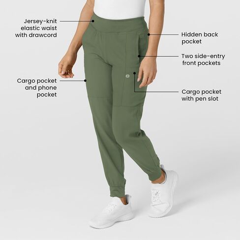 WonderWink W123 Women's 5555 Comfort Waist Jogger Pant, Olive, 2X in Saudi Arabia