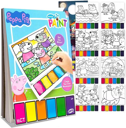 Peppa Pig Paint with Water for Kids ، الأطفال الصغار الذين يبلغون من العمر 3 سنوات - حزمة مع 16 صفحة من كتاب تلوين الماء الخالي من الفوضى للأعمار 3 4 5 6 7 8 وأكثر | ملصقات الطلاء الخنزير الخنزير in Kuwait