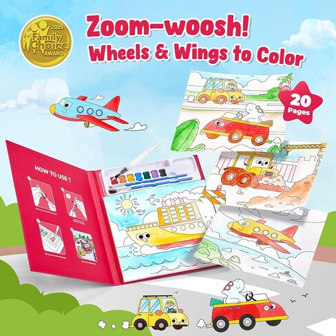 الطلاء Joycat مع كتب تلوين المياه للأطفال الصغار ، مجموعات الرسم بالألوان المائية للأطفال الذين تتراوح أعمارهم بين 3-5 4-8 ، والفنون والحرف رسم أنشطة لعبة عيد ميلاد للبنين (النقل) in Kuwait