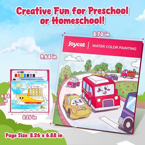 الطلاء Joycat مع كتب تلوين المياه للأطفال الصغار ، مجموعات الرسم بالألوان المائية للأطفال الذين تتراوح أعمارهم بين 3-5 4-8 ، والفنون والحرف رسم أنشطة لعبة عيد ميلاد للبنين (النقل) in Kuwait