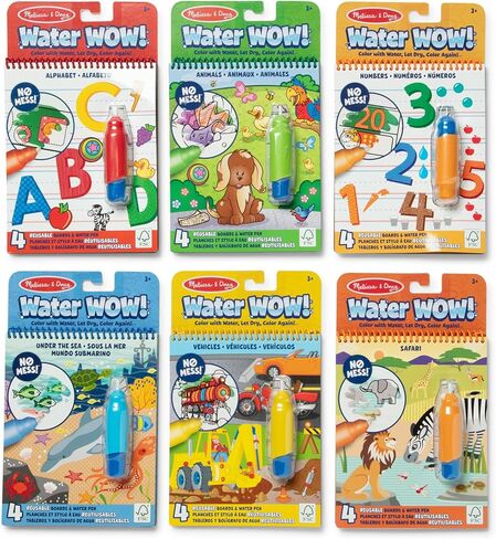 Melissa & Doug Water Wow! Reusable Water-Reveal, 6 Mess Free Coloring Books—Animals, Vehicles, Alphabet, Numbers & Much More—Travel Toys for Kids 3+ in Saudi Arabia