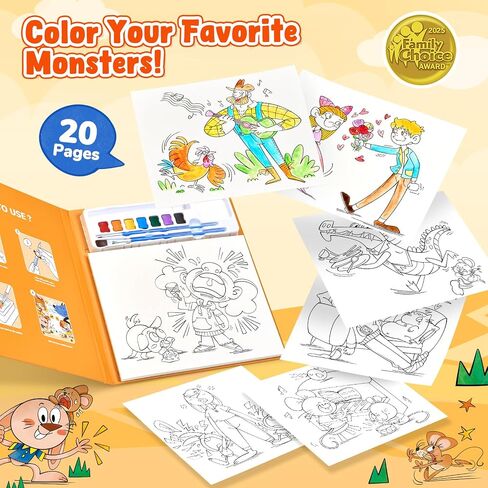 الطلاء Joycat مع كتب تلوين المياه للأطفال الصغار ، مجموعات الرسم بالألوان المائية للأطفال الذين تتراوح أعمارهم بين 3-5 4-8 ، والفنون والحرف رسم أنشطة لعبة عيد ميلاد للبنين (النقل) in Kuwait