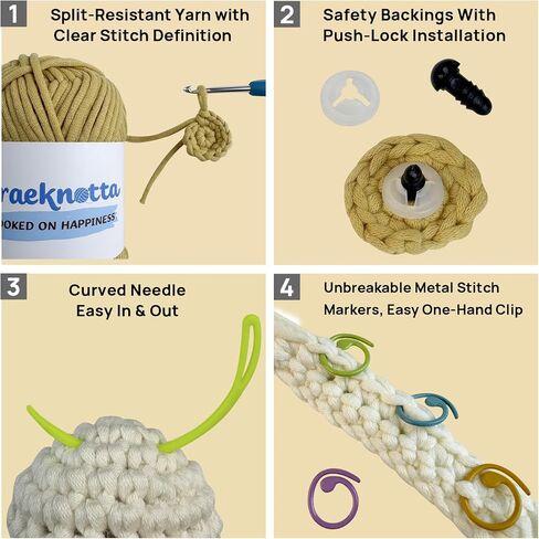 Araeknotta Crochet Kit for Beginners with Easy to Use Yarn, Crochet Hook, Video Tutorial, Animal Amigurumi Craft Gift for Kids Women Adults (Llama) in Saudi Arabia