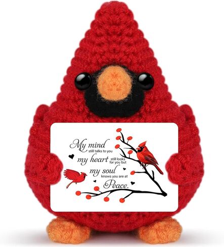 Memorial Crochet Cardinal Doll, Handmade Crochet Stuff Cardinal Decor, Sympathy Gifts for Loss of Loved One (Memorial Handmade Crochet Stuff Cardinal 04) in Saudi Arabia