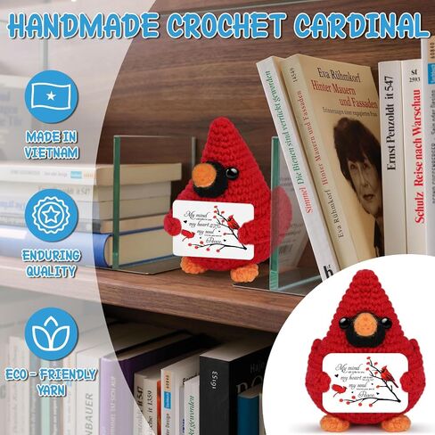 Memorial Crochet Cardinal Doll, Handmade Crochet Stuff Cardinal Decor, Sympathy Gifts for Loss of Loved One (Memorial Handmade Crochet Stuff Cardinal 04) in Saudi Arabia
