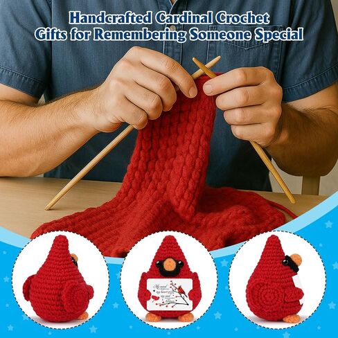 Memorial Crochet Cardinal Doll, Handmade Crochet Stuff Cardinal Decor, Sympathy Gifts for Loss of Loved One (Memorial Handmade Crochet Stuff Cardinal 04) in Saudi Arabia
