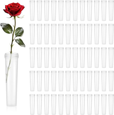 300 Pack Flower Water Tubes 3 Inch Reusable Plastic Vials for Flower Arrangements Floral Tubes with Cover Fresh Florist Supplies for Decoration Arrangement Preserving(Clear) in Kuwait
