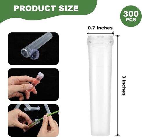 300 Pack Flower Water Tubes 3 Inch Reusable Plastic Vials for Flower Arrangements Floral Tubes with Cover Fresh Florist Supplies for Decoration Arrangement Preserving(Clear) in Kuwait