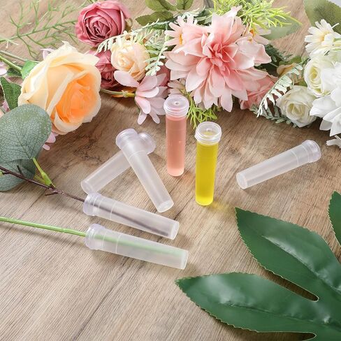 300 Pack Flower Water Tubes 3 Inch Reusable Plastic Vials for Flower Arrangements Floral Tubes with Cover Fresh Florist Supplies for Decoration Arrangement Preserving(Clear) in Kuwait
