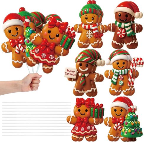 Giegxin 12pcs 10 × 8 بوصات الحلوى الوردية والخبز الزنجبيل الشجرة التي تختار الزنجبيل ديكور عيد الميلاد مع العصي الحلي اللطيفة لشجرة الكريسماس توبيبر المنزل في مكتب مكتب حديقة الشتاء in Saudi Arabia