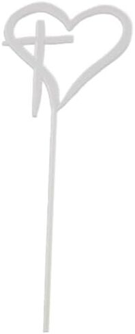 BerryDirect Cross My Heart Pick - White Plastic Pick with Heart and Cross Design [ 11", 100-Pack] Sympathy, Love, Religious, Floral Arrangements and Centerpiece Decoration in Saudi Arabia