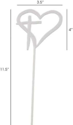 BerryDirect Cross My Heart Pick - White Plastic Pick with Heart and Cross Design [ 11", 100-Pack] Sympathy, Love, Religious, Floral Arrangements and Centerpiece Decoration in Saudi Arabia