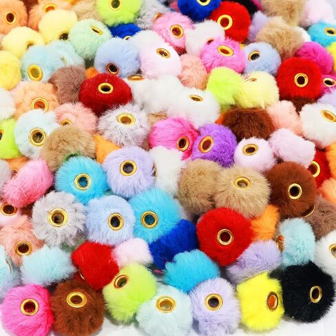 200 Pcs Fluffy Faux Fur Pom Poms, Mixed Color Soft Puff Craft Poms for DIY Pens, Jewelry, Keychains & Handicrafts, Bulk Spacer Poms for Arts, Crafts, and Accessory Making(34 Colors) in Saudi Arabia