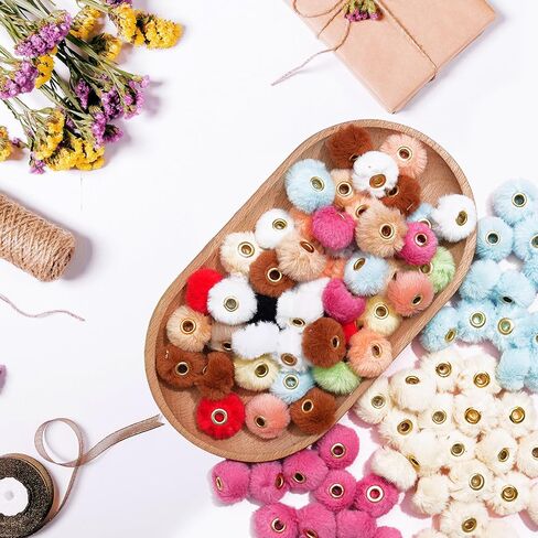 200 Pcs Fluffy Faux Fur Pom Poms, Mixed Color Soft Puff Craft Poms for DIY Pens, Jewelry, Keychains & Handicrafts, Bulk Spacer Poms for Arts, Crafts, and Accessory Making(34 Colors) in Saudi Arabia