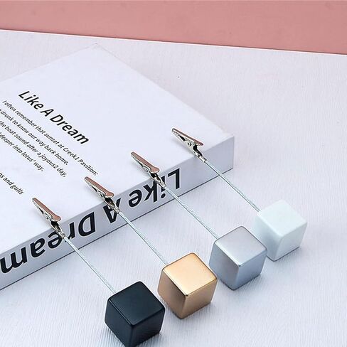 4 Pcs Black Wooden Memo Clips Holder Lightweight Wood Cube Base with Alligator Clip Clasp Mini Photo Holder Clip Menu Holder for Displaying Number Card Office Memo Holders in Kuwait